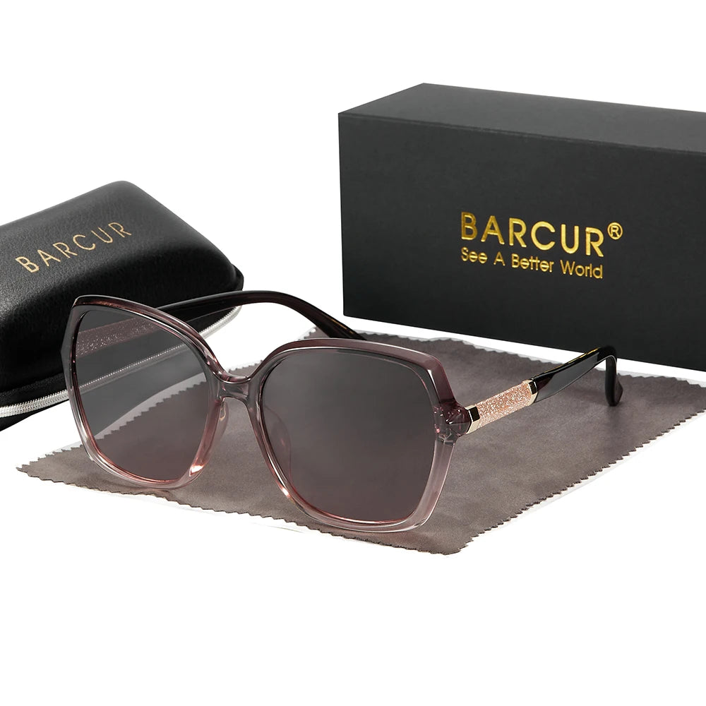 Óculos de Sol Feminino BARCUR – Polarizados UV400 com Lentes em Degradê e Armação Borboleta Fashion