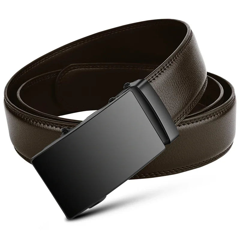 Cinto Masculino com Fivela Automática – Elegante para Negócios e Casual em Couro PU