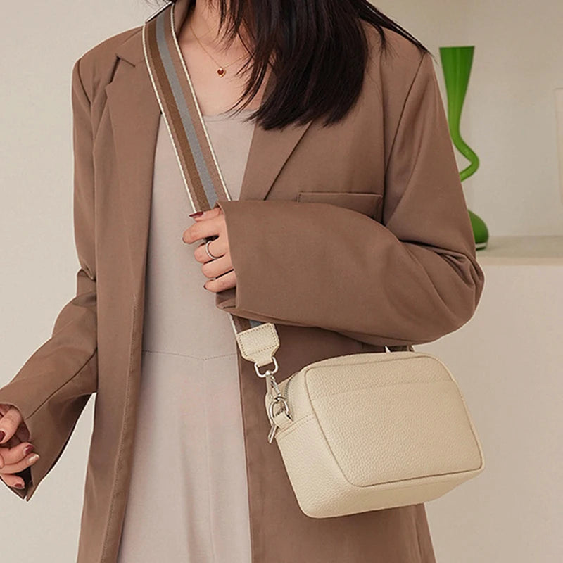 Bolsa Transversal Feminina Multi-Camadas em Couro PU – Fashion, Alça Larga e Confortável