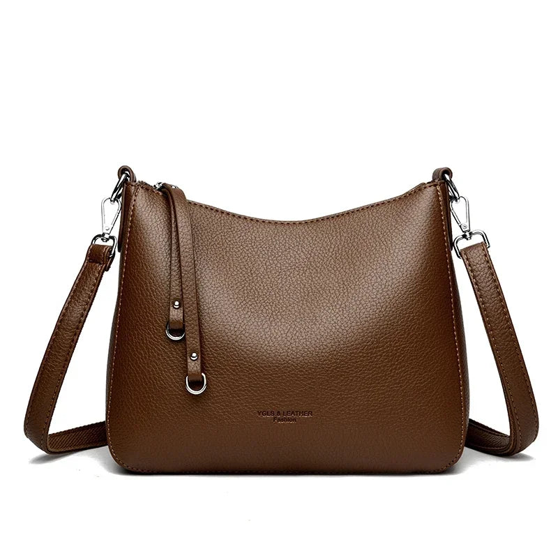 Bolsa Feminina de Ombro em Couro Macio – Designer de Luxo, Elegante e Versátil