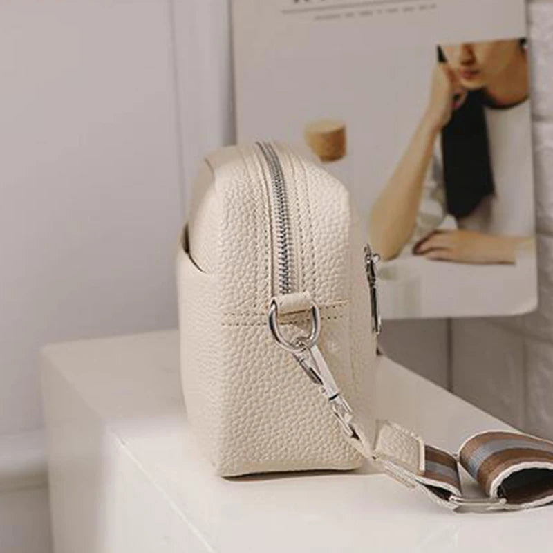 Bolsa Transversal Feminina Multi-Camadas em Couro PU – Fashion, Alça Larga e Confortável