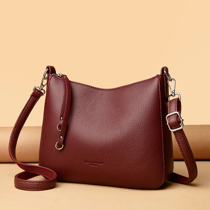Bolsa Feminina de Ombro em Couro Macio – Designer de Luxo, Elegante e Versátil