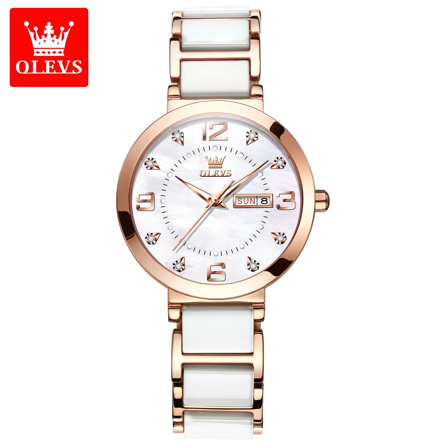 Relógio Feminino OLEVS – Luxo com Pulseira Tipo Cerâmica e Design Elegante à Prova d’Água