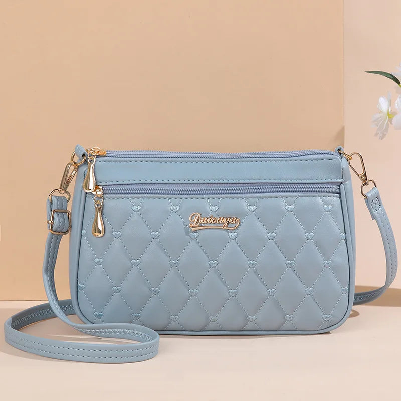 Bolsa Transversal Feminina em Couro PU – Grande Capacidade com Bordado e Design Fashion