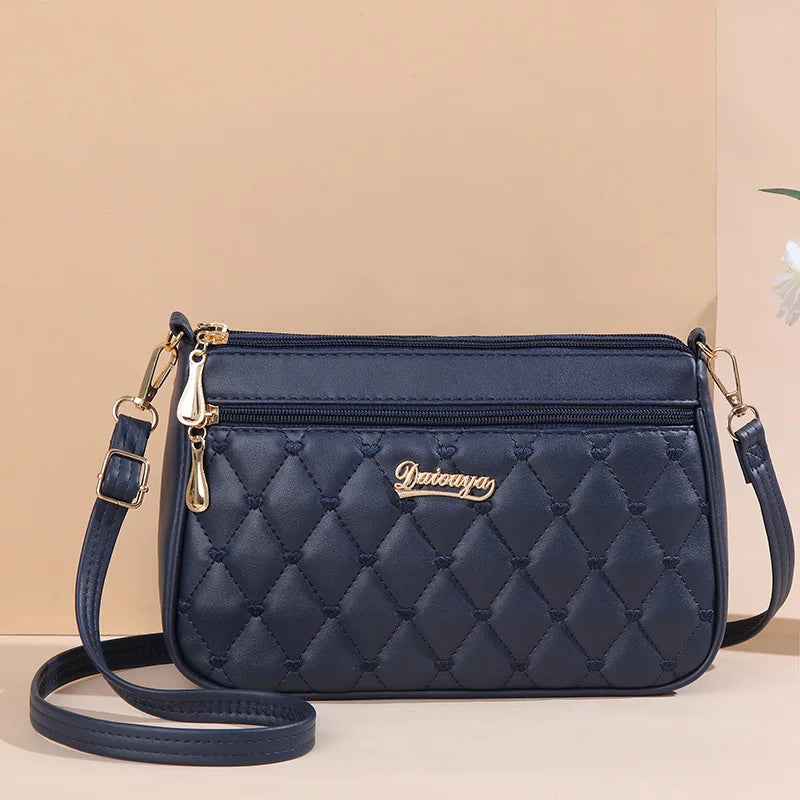 Bolsa Transversal Feminina em Couro PU – Grande Capacidade com Bordado e Design Fashion