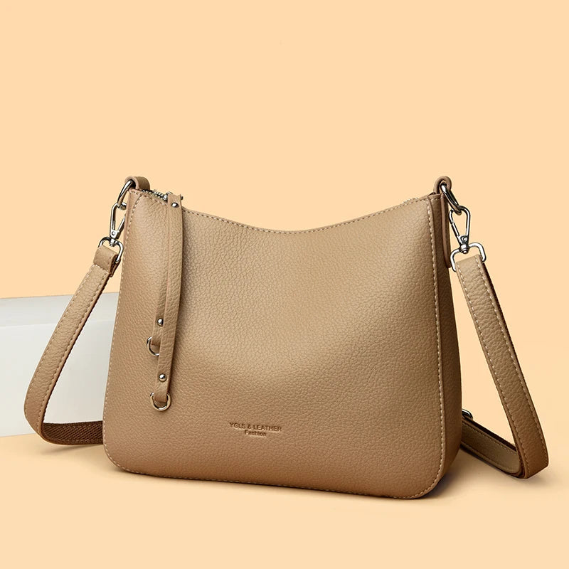 Bolsa Feminina de Ombro em Couro Macio – Designer de Luxo, Elegante e Versátil