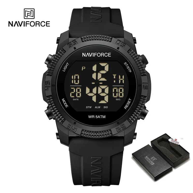 Relógio Masculino Digital NAVIFORCE NF7104 – Esportivo com Display LCD e Resistente à Água 5 ATM