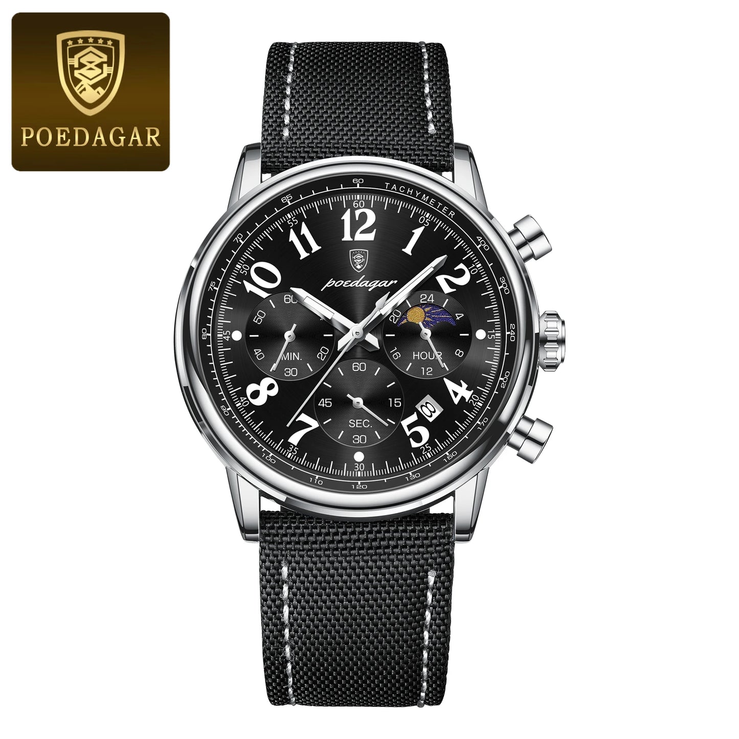 Relógio Masculino POEDAGAR Luxo – Quartzo com Pulseira em Nylon, Cronógrafo e à Prova d’Água
