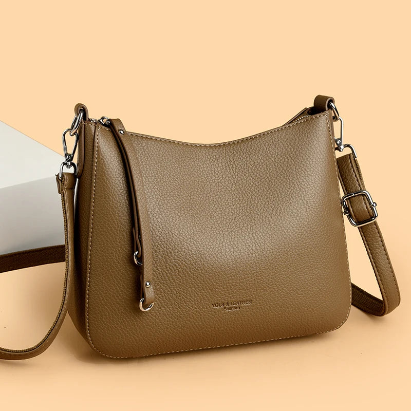 Bolsa Feminina de Ombro em Couro Macio – Designer de Luxo, Elegante e Versátil