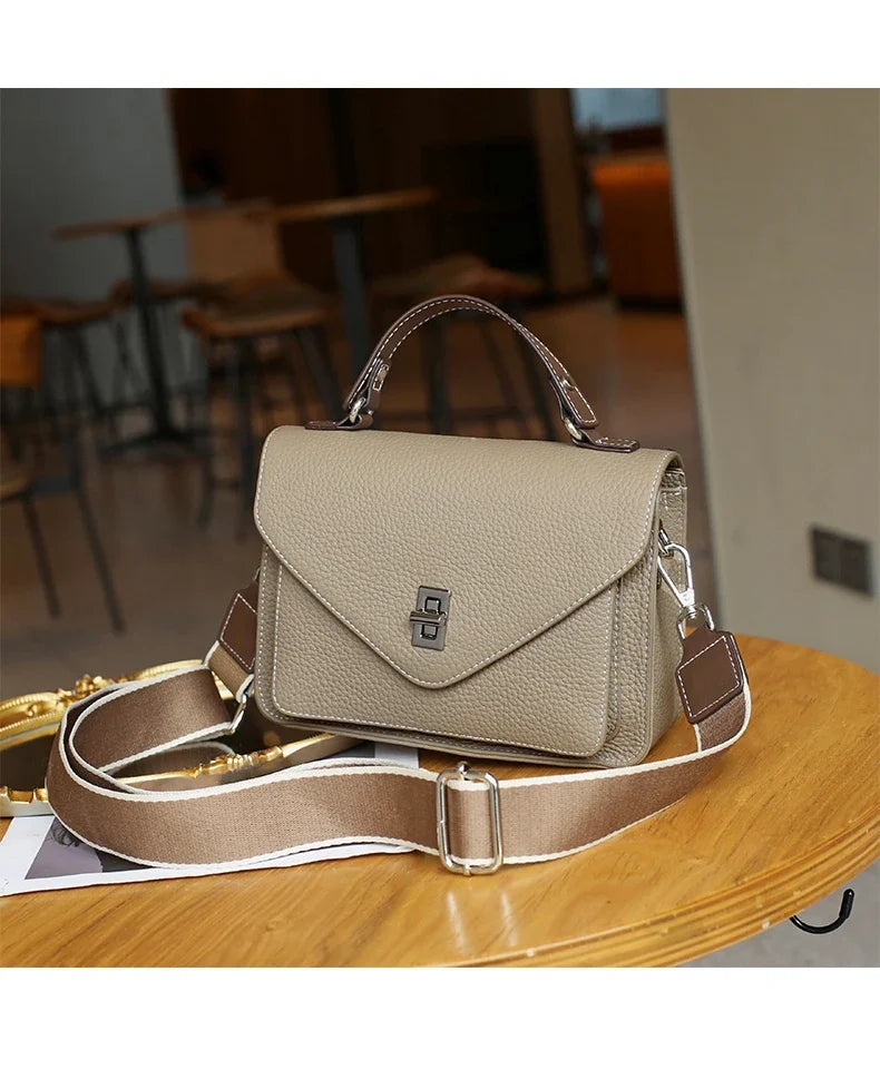 Bolsa Feminina em Couro Legítimo – Grande Capacidade, Estilo Retrô Casual e Elegante