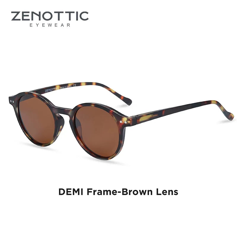 Óculos de Sol Redondo ZENOTTIC 2024 – Retrô Polarizado com Proteção UV400 e Estilo Vintage