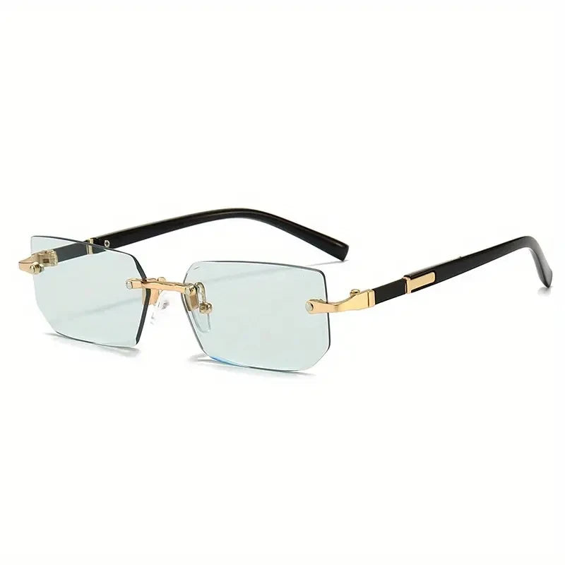 Óculos de Sol Retangular Sem Armação – Fashion Unissex com Proteção UV400 e Lentes Espelhadas