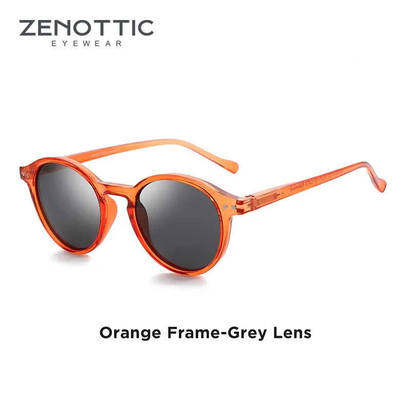 Óculos de Sol Redondo ZENOTTIC 2024 – Retrô Polarizado com Proteção UV400 e Estilo Vintage