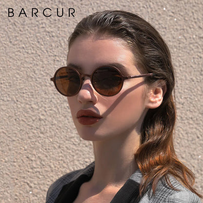 Óculos de Sol Redondo BARCUR Retrô Vintage UV400 – Luxo Masculino e Feminino