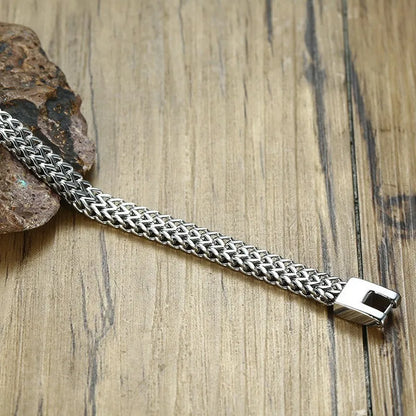Pulseira Masculina Aço Inoxidável Bali – Corrente Dupla Franco Foxtail Estilo Trendy