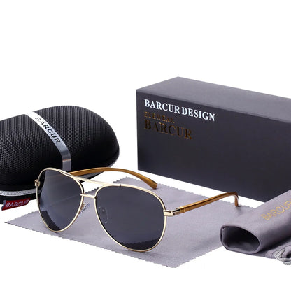 Óculos de Sol Masculino BARCUR – Polarizado, UV400, Liga de Alumínio, Estilo Oval Clássico e Elegante