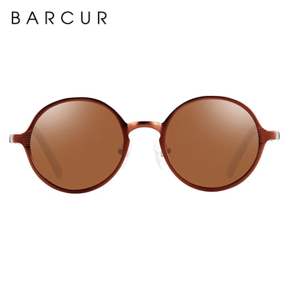 Óculos de Sol Redondo BARCUR Retrô Vintage UV400 – Luxo Masculino e Feminino