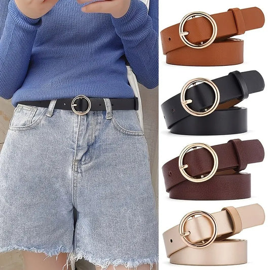 Cinto Feminino Fashion com Fivela Dourada – Ajustável e Elegante para Jeans e Calças