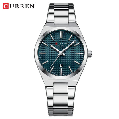 Relógio Feminino CURREN Quartz – Elegante com Pulseira de Aço Inoxidável e Mostrador “Love”