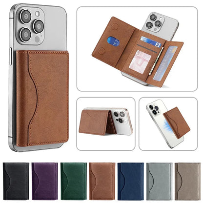 Trifold Magnetic PhonCarteira Magnética Trifold para iPhone – Porta-Cartões em Couro PU com MagSafe e Suportee Wallet PU Leather Card Bag Magsafe Card Holder Wallet for Apple IPhone 16 15 12 13 14 Pro Max Plus Mini