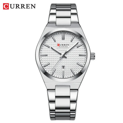 Relógio Feminino CURREN Quartz – Elegante com Pulseira de Aço Inoxidável e Mostrador “Love”