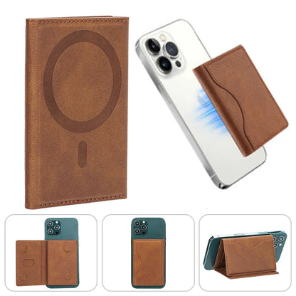 Trifold Magnetic PhonCarteira Magnética Trifold para iPhone – Porta-Cartões em Couro PU com MagSafe e Suportee Wallet PU Leather Card Bag Magsafe Card Holder Wallet for Apple IPhone 16 15 12 13 14 Pro Max Plus Mini