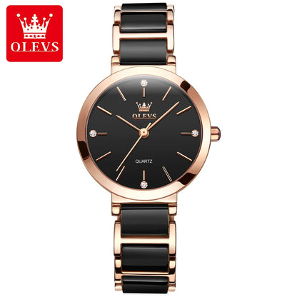 Relógio Feminino OLEVS – Luxo com Pulseira Tipo Cerâmica e Design Elegante à Prova d’Água