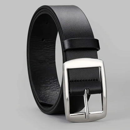 Cinto Masculino de Luxo com Fivela Metálica – Couro PU, Estilo Designer para Jeans, Alta Qualidade