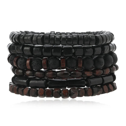 Conjunto 4 Pulseiras Masculinas de Couro Trançado – Vintage Tribal com Contas e Árvore da Vida