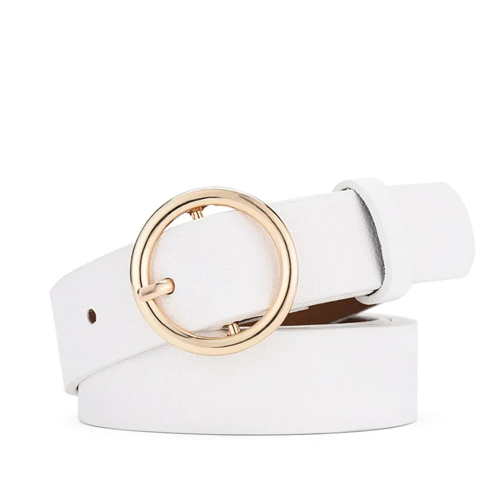 Cinto Feminino Fashion com Fivela Dourada – Ajustável e Elegante para Jeans e Calças