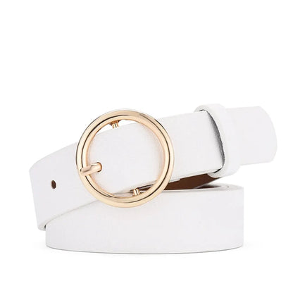Cinto Feminino Fashion com Fivela Dourada – Ajustável e Elegante para Jeans e Calças