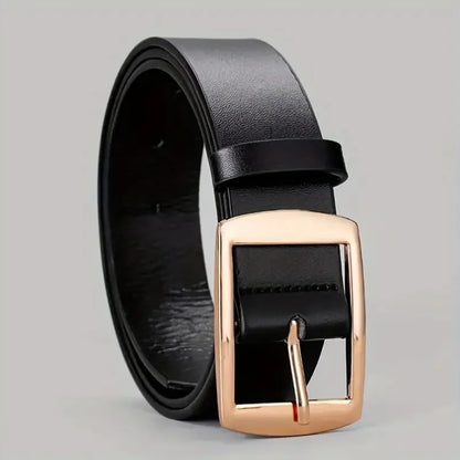 Cinto Masculino de Luxo com Fivela Metálica – Couro PU, Estilo Designer para Jeans, Alta Qualidade