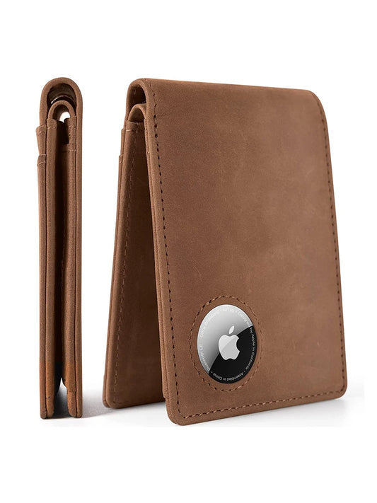 Carteira Masculina YATBEST em Couro Legítimo – Ultra Fina com RFID Anti-Roubo e Slot para AirTag