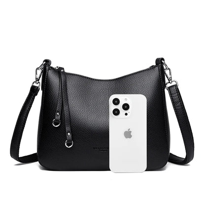 Bolsa Feminina de Ombro em Couro Macio – Designer de Luxo, Elegante e Versátil