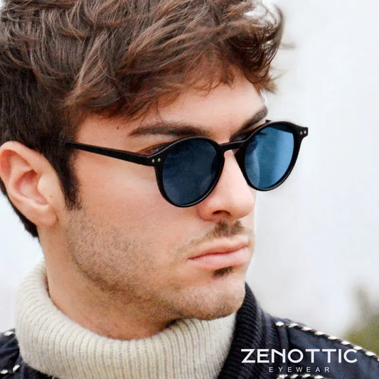 Óculos de Sol Redondo ZENOTTIC 2024 – Retrô Polarizado com Proteção UV400 e Estilo Vintage