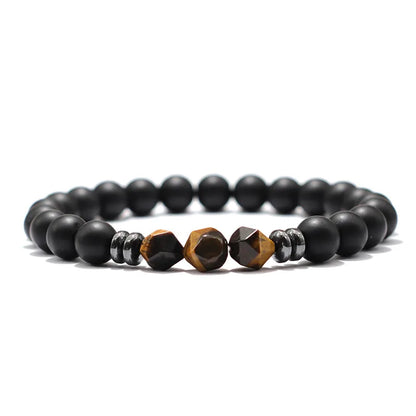 Pulseira Masculina Fashion com Pedras Naturais – Ônix, Olho de Tigre e Sodalita
