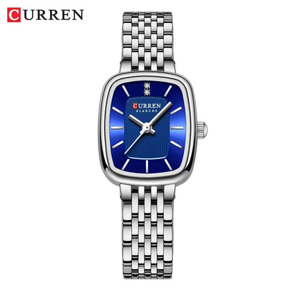 Relógio Feminino CURREN Quartz – Fashion em Aço Inoxidável com Design Retangular e Resistente à Água