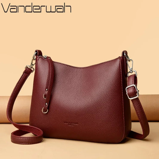 Bolsa Feminina de Ombro em Couro Macio – Designer de Luxo, Elegante e Versátil