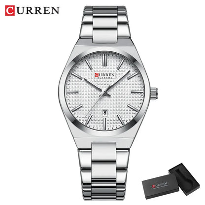 Relógio Feminino CURREN Quartz – Elegante com Pulseira de Aço Inoxidável e Mostrador “Love”