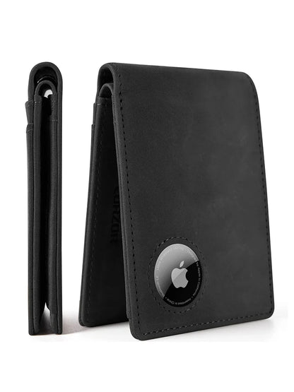 Carteira Masculina YATBEST em Couro Legítimo – Ultra Fina com RFID Anti-Roubo e Slot para AirTag