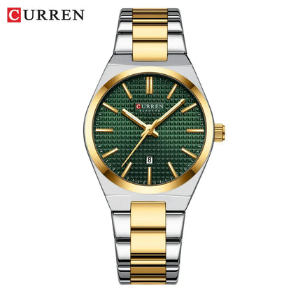 Relógio Feminino CURREN Quartz – Elegante com Pulseira de Aço Inoxidável e Mostrador “Love”