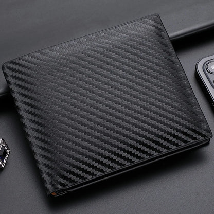 Carteira Masculina de Fibra de Carbono – Compacta, Elegante e com Zíper Integrado