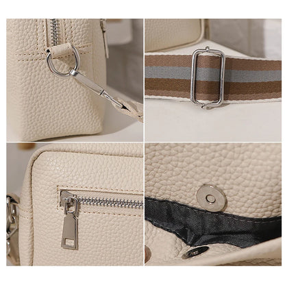 Bolsa Transversal Feminina Multi-Camadas em Couro PU – Fashion, Alça Larga e Confortável