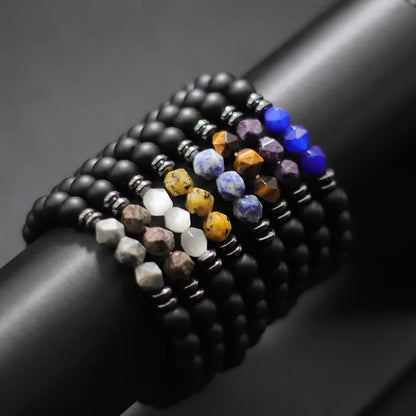 Pulseira Masculina Fashion com Pedras Naturais – Ônix, Olho de Tigre e Sodalita