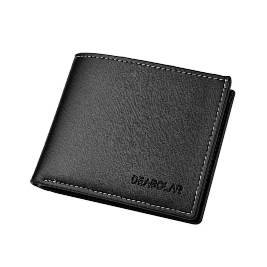 Carteira Masculina Dobrável em Couro PU – Curta, Estilo Fino, Porta-Cartões e Notas para Homens Jovens