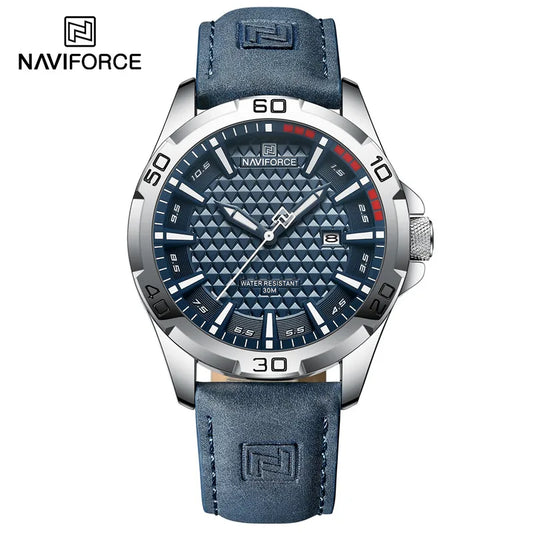 Relógio Masculino NAVIFORCE NF8023 – Quartzo Esportivo com Couro PU, Calendário e à Prova d’Água