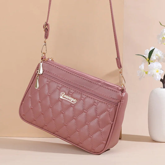 Bolsa Transversal Feminina em Couro PU – Grande Capacidade com Bordado e Design Fashion
