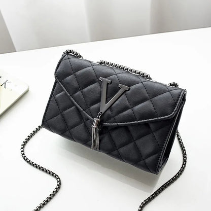 Bolsa Feminina de Luxo – Transversal e de Ombro em Couro PU com Design Matelassê e Tassel