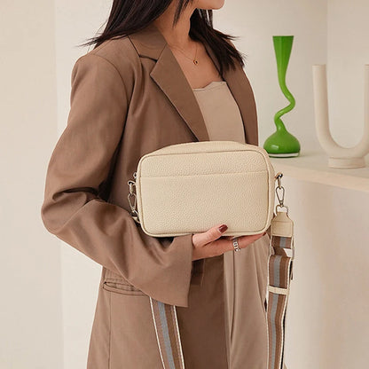 Bolsa Transversal Feminina Multi-Camadas em Couro PU – Fashion, Alça Larga e Confortável