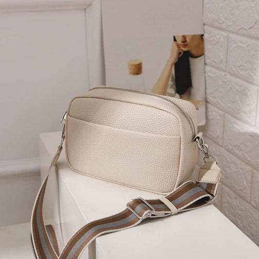 Bolsa Transversal Feminina Multi-Camadas em Couro PU – Fashion, Alça Larga e Confortável